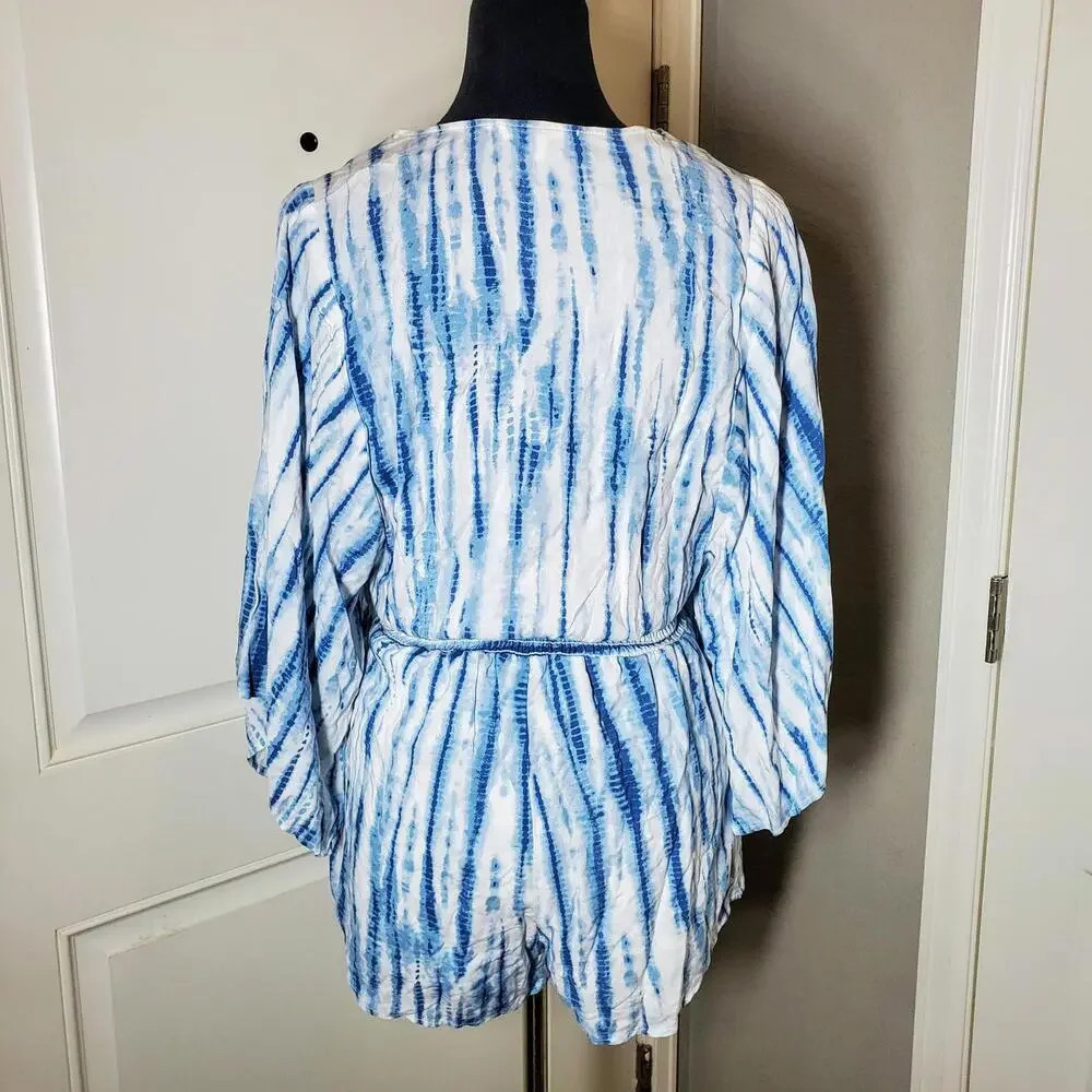 Le Lis Blue and White Tie-Dye Shorts Romper Women's Size Small NWOT - Picture 8 of 15